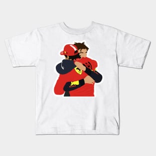 Max Verstappen and Carlos Sainz hugging after Max wins the 2021 World Championship Kids T-Shirt